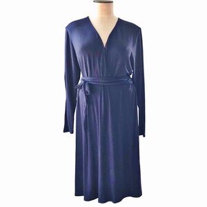 Boden light Weight Navy Blue Wrap Around  Dress Size 20